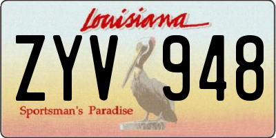 LA license plate ZYV948