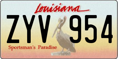 LA license plate ZYV954