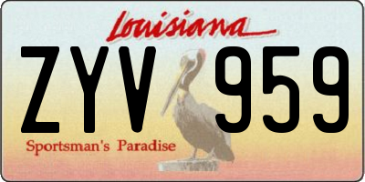 LA license plate ZYV959
