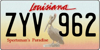 LA license plate ZYV962