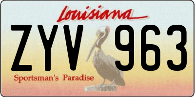 LA license plate ZYV963