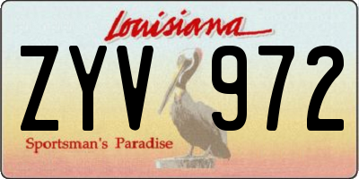 LA license plate ZYV972