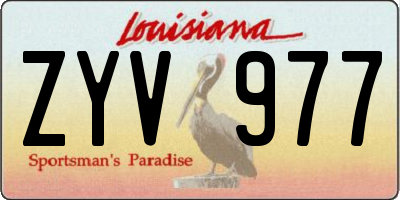 LA license plate ZYV977