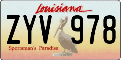 LA license plate ZYV978