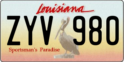 LA license plate ZYV980