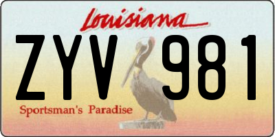 LA license plate ZYV981