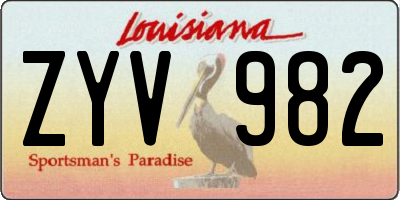 LA license plate ZYV982