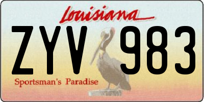 LA license plate ZYV983