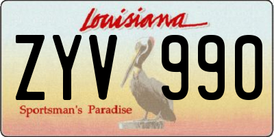 LA license plate ZYV990