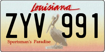 LA license plate ZYV991