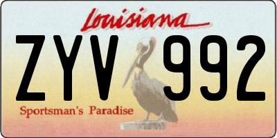 LA license plate ZYV992