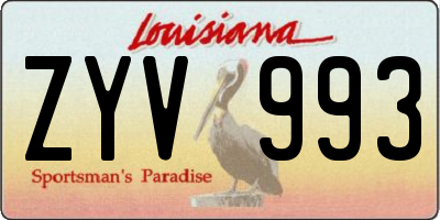 LA license plate ZYV993