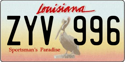 LA license plate ZYV996
