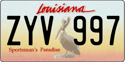 LA license plate ZYV997