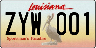 LA license plate ZYW001