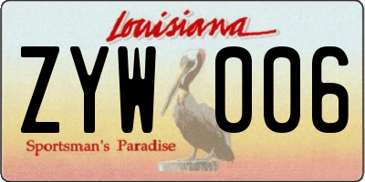 LA license plate ZYW006