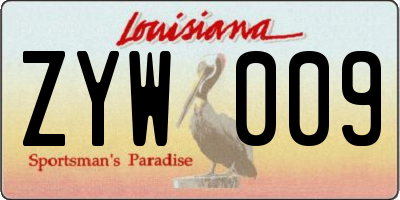 LA license plate ZYW009