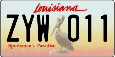 LA license plate ZYW011