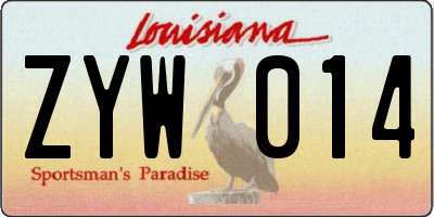 LA license plate ZYW014