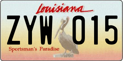 LA license plate ZYW015
