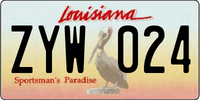 LA license plate ZYW024