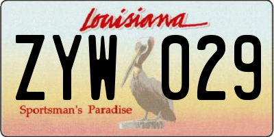 LA license plate ZYW029