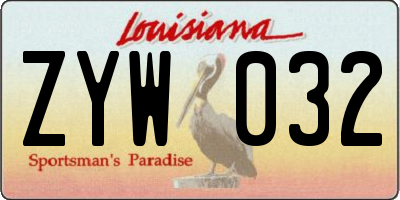 LA license plate ZYW032