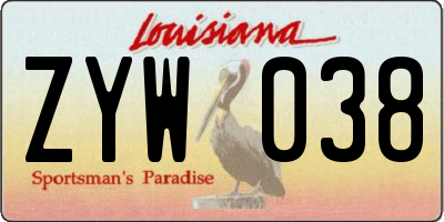 LA license plate ZYW038