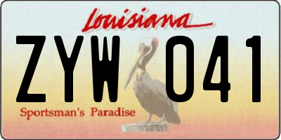LA license plate ZYW041