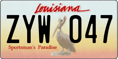 LA license plate ZYW047