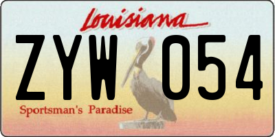 LA license plate ZYW054