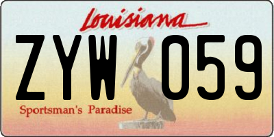 LA license plate ZYW059