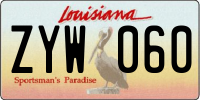 LA license plate ZYW060