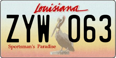 LA license plate ZYW063