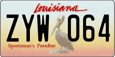 LA license plate ZYW064