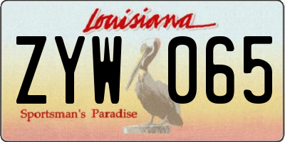 LA license plate ZYW065
