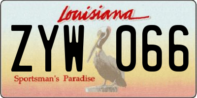 LA license plate ZYW066