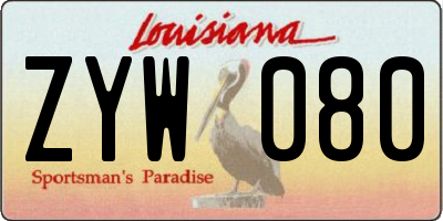 LA license plate ZYW080