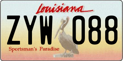LA license plate ZYW088