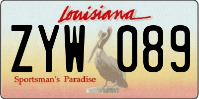 LA license plate ZYW089