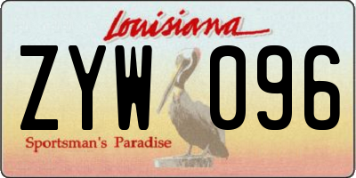 LA license plate ZYW096