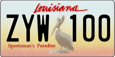LA license plate ZYW100