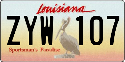 LA license plate ZYW107