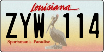 LA license plate ZYW114