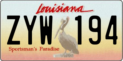LA license plate ZYW194