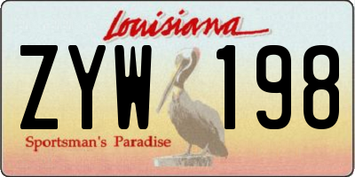 LA license plate ZYW198