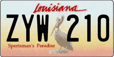 LA license plate ZYW210