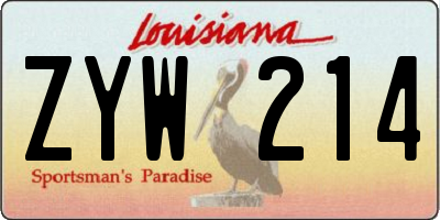 LA license plate ZYW214