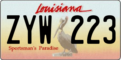 LA license plate ZYW223