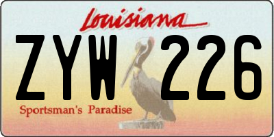LA license plate ZYW226